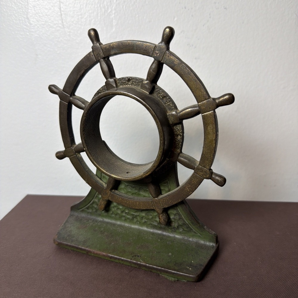 Vintage Cast Iron Ship Wheel Doorstop Verona 552 Nautical